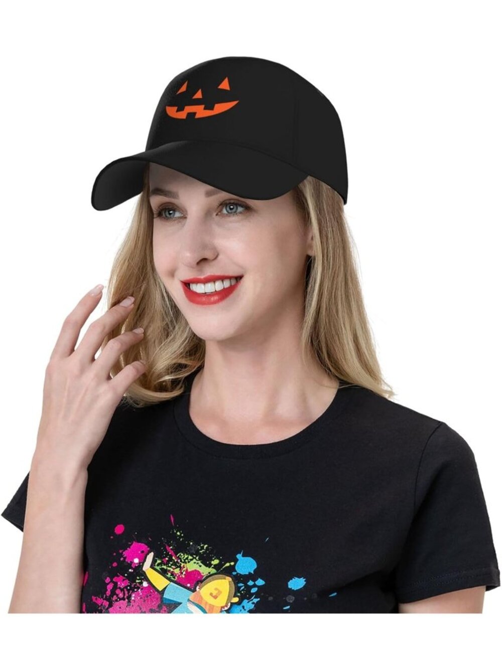 Unisex Halloween Red Eyes Rucker Adjustable Sportswear Distressed Baseball Cap - Picture 4 of 7